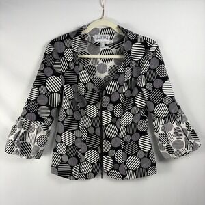 Joseph Ribkoff Women's US 8 Abstract Polka Dot Zip Front Jacket‎ Black White